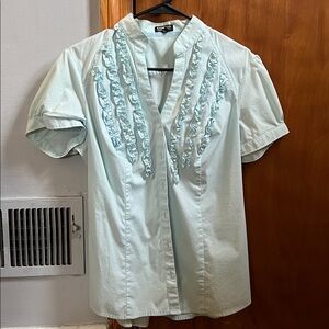Express Blue Ruffle Blouse